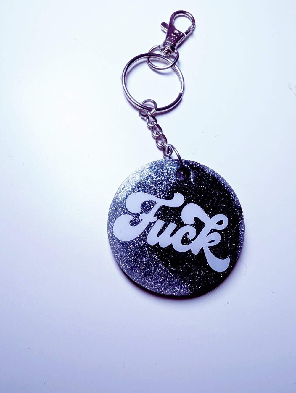 Handmade Glitter F Word Offensive Keychain